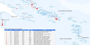 Map of recent Pacific Island earthquakes
